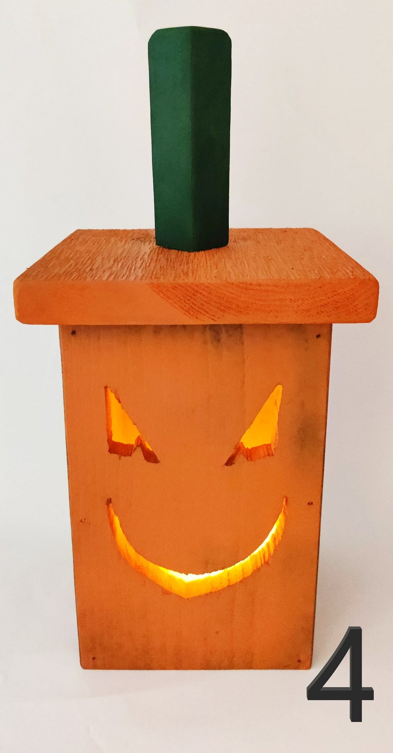 Handmade Wood Halloween Jack O Lantern Pumpkin Window Porch Decorations ...