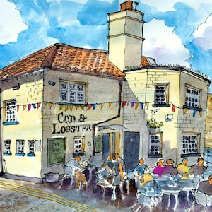 The Cod and Lobster, Staithes - fine art print