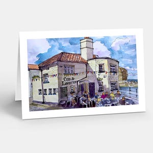 Die Kabeljau und Hummer, Staithes-Grußkarte