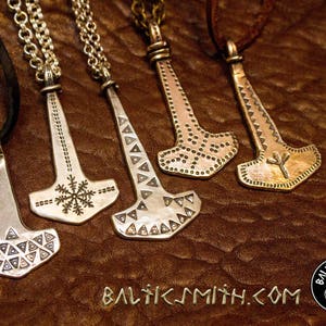 Custom-forged Mjölnir pendant in silver or bronze