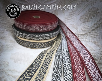 Latvian traditional ornament trim or ribbon Fire Cross (28mm), rhombus (30mm and 22mm),