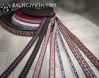Latvian traditional ornament trim or ribbon "Zalktis" (snake) and "Ziedainā" (flowery)