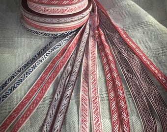 Latvian traditional ornament trim or ribbon "Zalktis", (16, 13 & 10mm) and "Aka" (23mm)