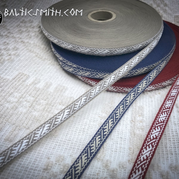 Latvian traditional ornament trim or ribbon "Ūsiņš," 8mm