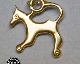 9th century bronze Liv & Latgallian horse/leucrota pendant from Viking Age Latvia