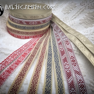 Latvian traditional ornament trim or ribbon Ērgļi, and Raksti 20mm image 1