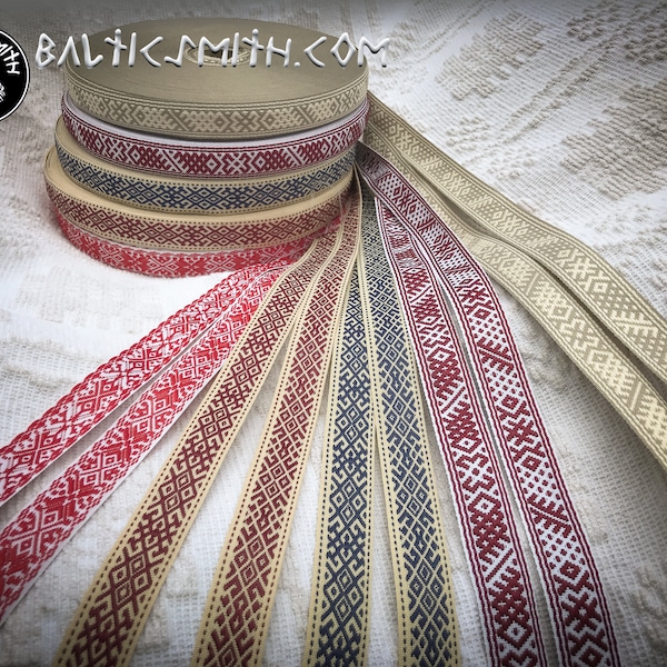 Latvian traditional ornament trim or ribbon "Ērgļi," and "Raksti" 20mm