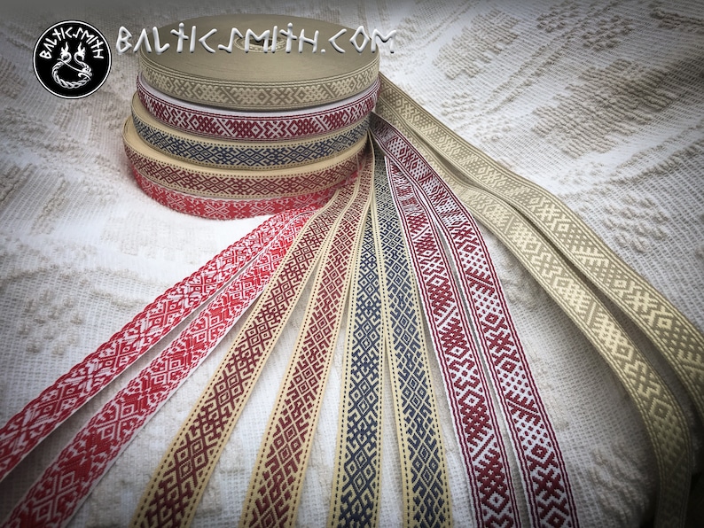 Latvian traditional ornament trim or ribbon Ērgļi, and Raksti 20mm image 1