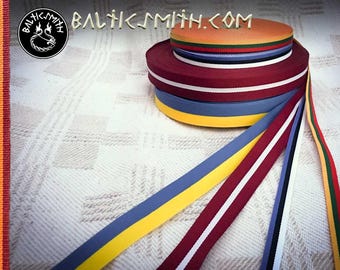 Ukrainian and Latvian flag ribbons 20mm. Lithuanian and Estonian flag ribbons 10mm. Rainbow ribbon 18mm.