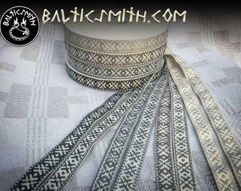 Latvian traditional ornament trim or ribbon "Aka", COTTON, 19mm