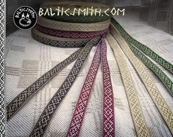 Latvian traditional ornament trim or ribbon "Krupis," (toad) 17 & 15mm