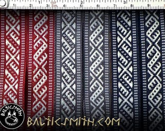 Latvian traditional ornament trim or ribbon "Zalktis", 17mm