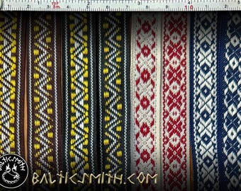 Latvian traditional ornament trim or ribbon "Līklocis", 17mm and "Auseklis," 15mm
