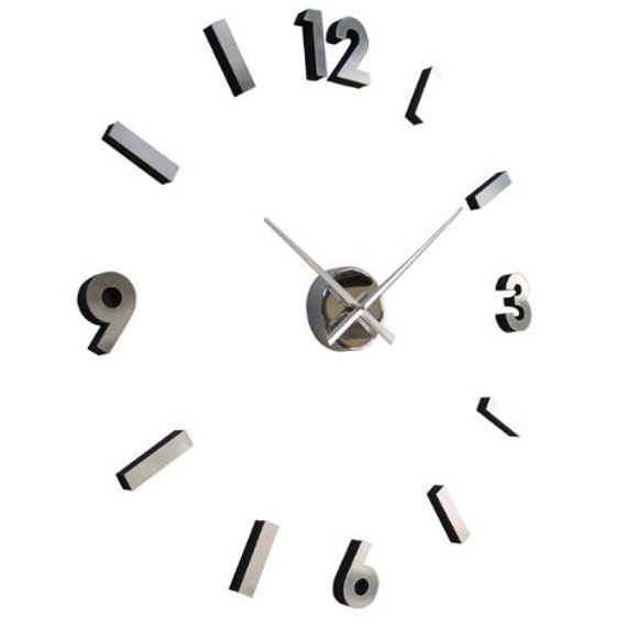 Items similar to Modern Wall Clock Numbers with Polished Quartz