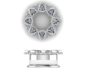 TRILLIUM : Gauged Trillion Diamond Plugs in your choice of Sterling Silver, 10k, 14k, 18k, 22k, or Platinum | 10G to 1 inch+ sizes