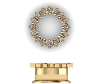 DECO STAR : Gauged Diamond Plugs | Art Deco Diamond Gauges | Sterling Silver, 10K, 14k, 18k 22k Gold, or Plat | 0G/8mm to 1 inch+