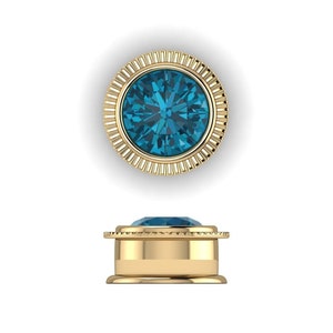 RADIAL : London Blue Topaz Gemstone Gauges | Blue Topaz Plugs | Sterling Silver, 10K, 14k, 18k 22k Gold, or Plat | 6G/4mm to 1/2 inch+