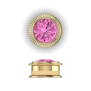 RADIAL : Pink Topaz Gauges | Pink Topaz Plugs | Gemstone Plugs | Sterling Silver, 10K, 14k, 18k 22k Gold, or Plat | 4G/5mm to 1/2 inch+