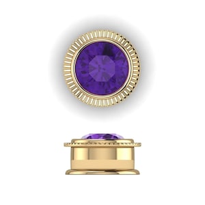 RADIAL : Amethyst Gemstone Gauges | Amethyst Plugs | Gemstone Plugs | Sterling Silver, 10K, 14k, 18k 22k Gold, or Plat | 6G/4mm to 1/2 inch+