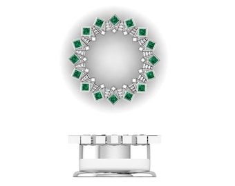 DECO STAR : Gauged Emerald Plugs | Art Deco Emerald Gauges | Sterling Silver, 10K, 14k, 18k 22k Gold, or Plat | 0G/8mm to 1 inch+