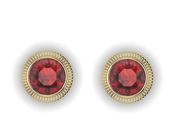 RADIAL : Garnet Gemstone Gauges | Garnet Plugs | Gemstone Plugs | Sterling Silver, 10K, 14k, 18k 22k Gold, or Plat | 6G/4mm to 1/2 inch+