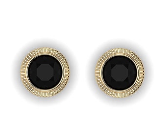 RADIAL : Black Onyx Gemstone Gauges | Onyx Plugs | Gemstone Plugs | Sterling Silver, 10K, 14k, 18k 22k Gold, or Plat | 6G/4mm to 1/2 inch+