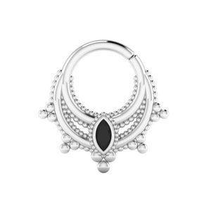 PARVATI : Seamless Black Onyx Hoop | Septum Ring | Nose Ring | Helix Ring | Tragus Ring  | Cast in your choice of 14k, 18k or Platinum!