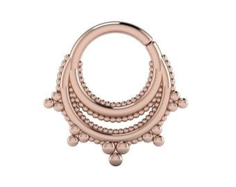 PARVATI : Cerceau de perles orné sans couture | Anneau septum | Anneau de nez | Anneau d’hélice | Anneau tragus | Castez votre choix entre 14k, 18k ou Platine !