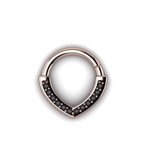 DARK CHEVRON : Seamless Black Diamond Hoop | Septum Ring | Nose Ring | Helix Ring | Tragus Ring  | Cast in your choice of 14k, 18k or Plat
