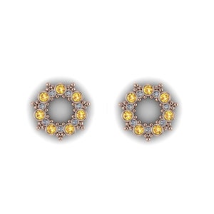 BYZANTINE DREAM : Gauged Yellow Sapphire & Diamond Plugs Your Choice of Sterling, 10k, 14k, 18k, 22k or Platinum 0G/8mm to 1 in image 5