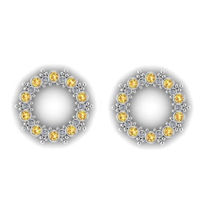 BYZANTINE DREAM : Gauged Yellow Sapphire & Diamond Plugs Your Choice of Sterling, 10k, 14k, 18k, 22k or Platinum 0G/8mm to 1 in image 2