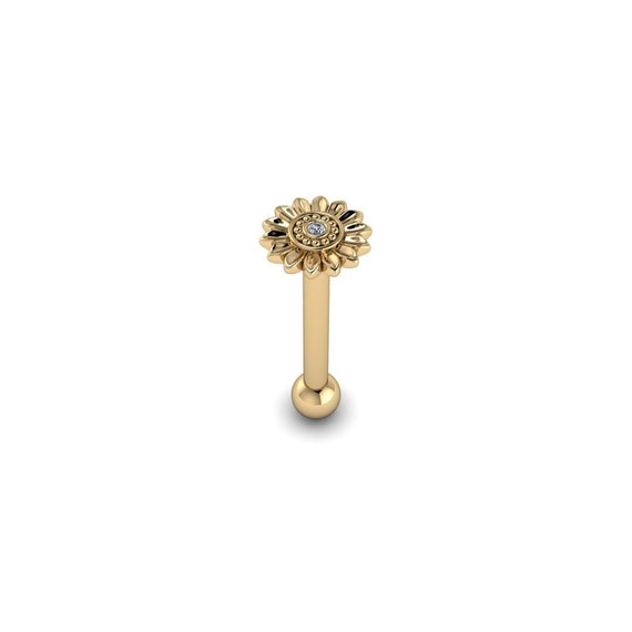 Gold tongue ring with diamond hot sale