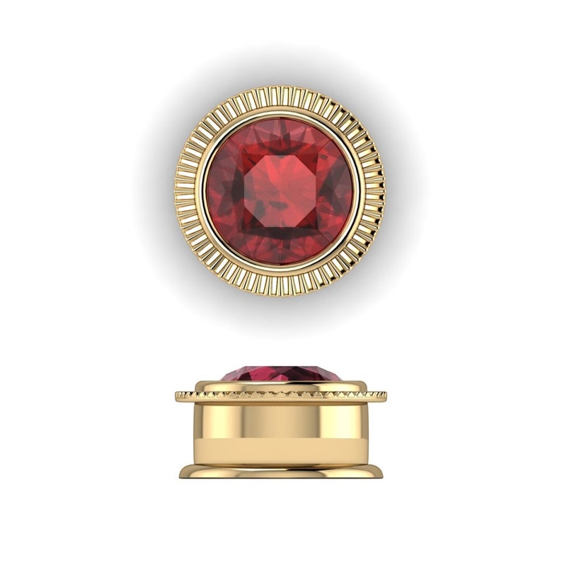 RADIAL : Garnet Gemstone Gauges Garnet Plugs Gemstone Plugs Sterling Silver, 10K, 14k, 18k 22k Gold, or Plat 6G/4mm to 1/2 inch image 2