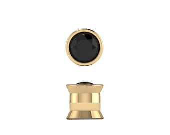 FLARE : Black Diamond Gauges | Black Diamond Plugs | 10K, 14k, 18k Gold, or Plat | 6G/4mm to 7mm