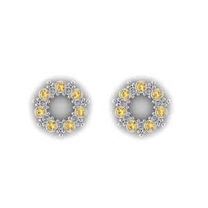 BYZANTINE DREAM : Gauged Yellow Sapphire & Diamond Plugs Your Choice of Sterling, 10k, 14k, 18k, 22k or Platinum 0G/8mm to 1 in image 4