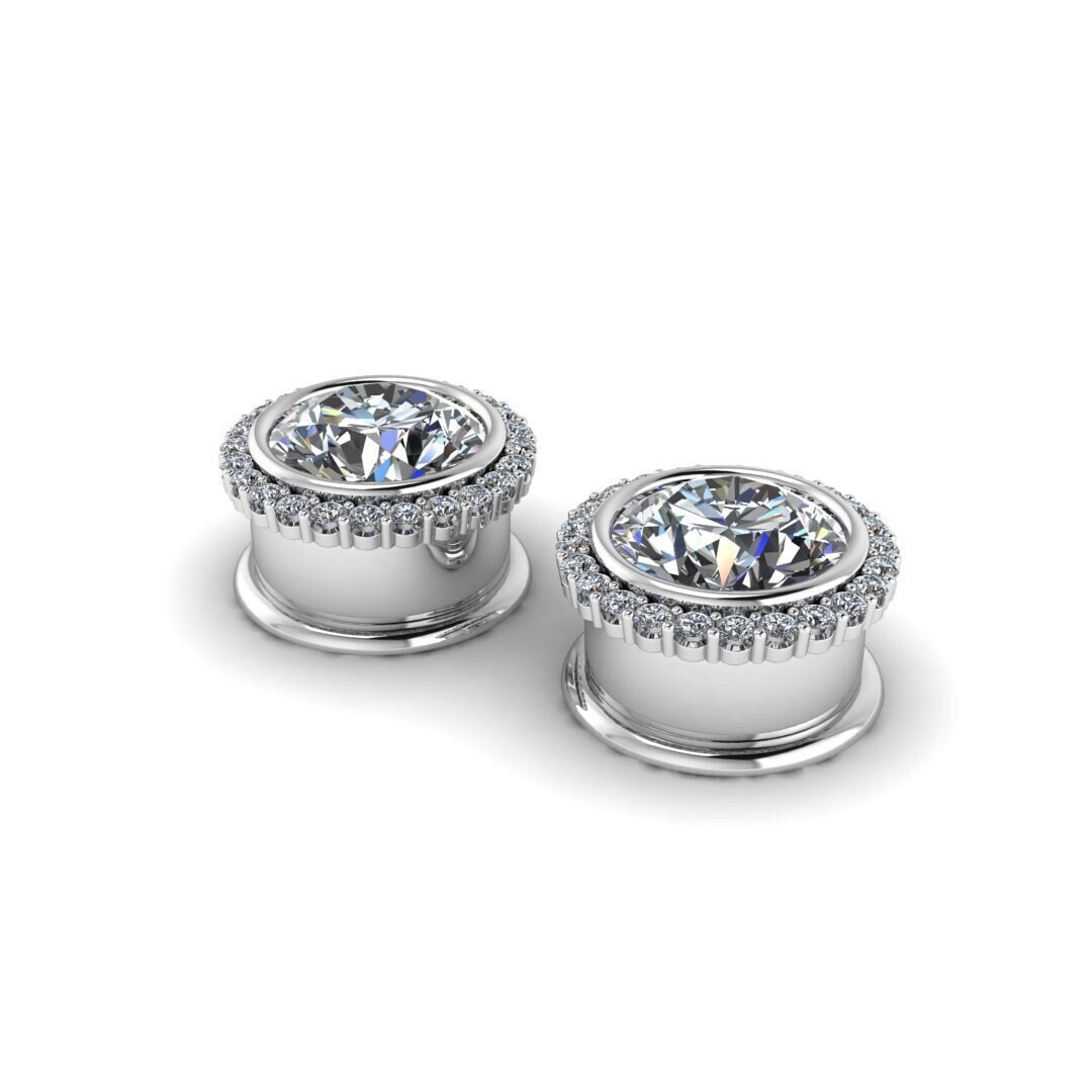 Stainless Steel Real Diamond Gauges Size 00 Real Diamond Gauges