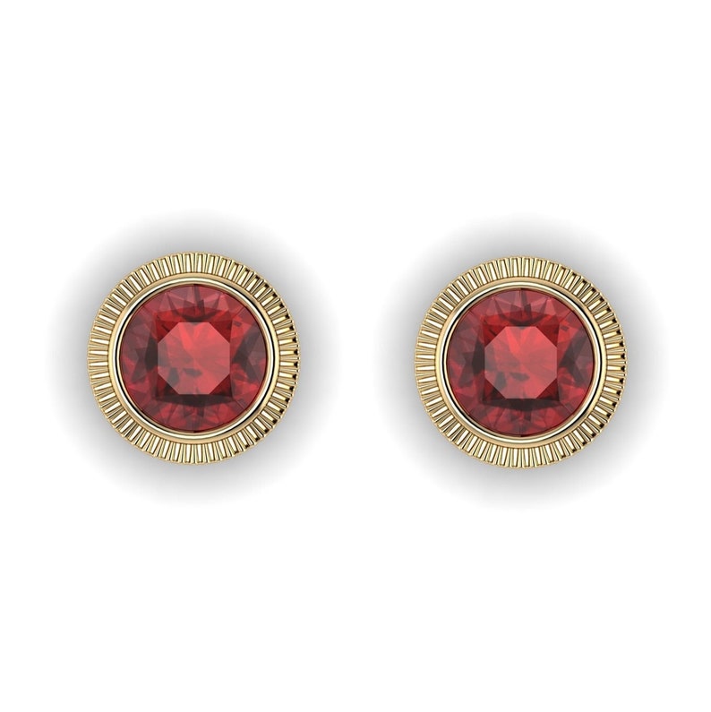 RADIAL : Garnet Gemstone Gauges Garnet Plugs Gemstone Plugs Sterling Silver, 10K, 14k, 18k 22k Gold, or Plat 6G/4mm to 1/2 inch image 1