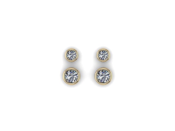 Aro Pendientes Colorido Diamante Simulado Chapado en Oro 18K Reino Unido