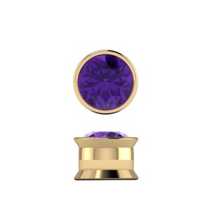 FLARE : Amethyst Gemstone Gauges | Amethyst Plugs | Gemstone Plugs | Sterling Silver, 10K, 14k, 18k Gold, or Plat | 6G/4mm to 00G/10mm