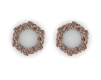 FLORA : Gauged Floral Scrollwork Plugs | Fairy Gauges | Sterling Silver, 10K, 14k, 18k 22k Gold, or Plat | 0G/8mm to 1 inch+