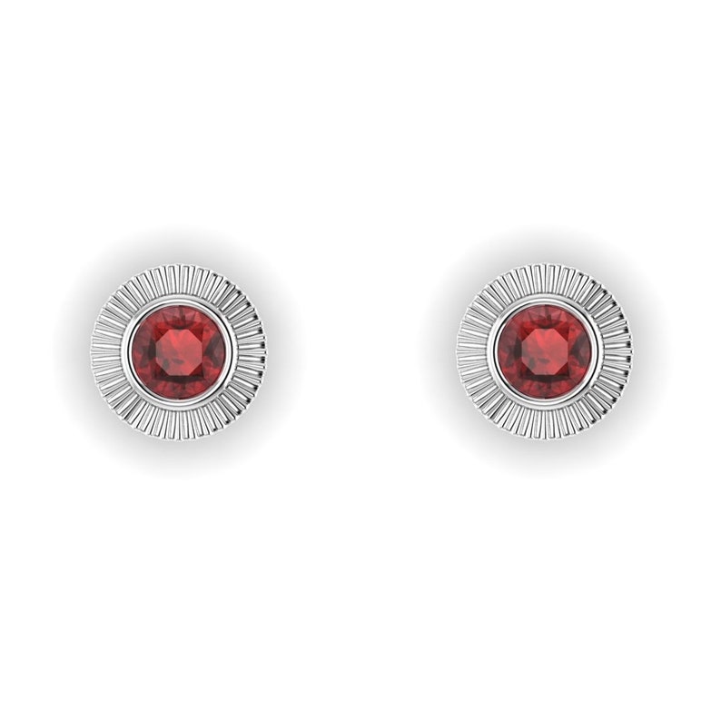 RADIAL : Garnet Gemstone Gauges Garnet Plugs Gemstone Plugs Sterling Silver, 10K, 14k, 18k 22k Gold, or Plat 6G/4mm to 1/2 inch image 7