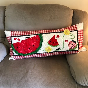 Handmade Slice of Summer bench pillow cover, decor pillow cover, Summer pillow cover, custom made pillow cover, large bench pillow cover