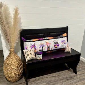 Handmade bench pillow, decor pillow cover, custom made pillow cover, Halloween bench pillow cover, Halloween decor