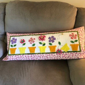 Handmade May Flowers bench pillow cover, decor pillow cover, Spring pillow cover, custom made pillow cover, large bench pillow cover