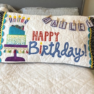 Handmade Happy Birthday Bench Pillow Cover Decor Pillow Cover