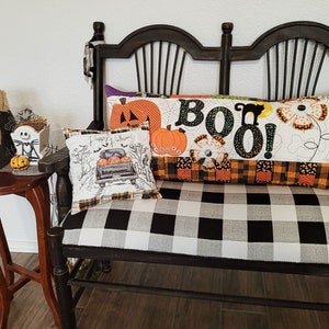 Handmade bench pillow, decor pillow cover, custom made pillow cover, Halloween bench pillow cover, Halloween decor
