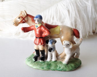 miniature horse and jockey figurines