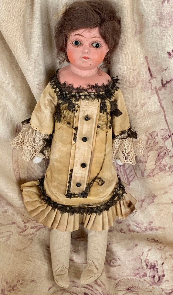 Antique Bisque Doll Head With Glass Eyes Made in Japan 