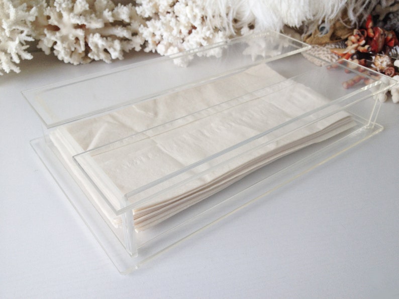 Vintage Lucite Box Clear Modern Tissue Holder Acrylic Plastic Etsy