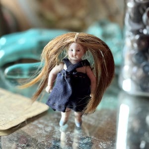 Antique miniature doll German bisque porcelain jointed arms doll 3.5 inch